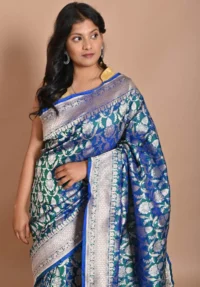 Peacock green uppada katan silk banarasi saree