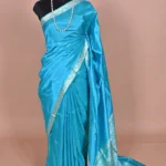 Sky Blue katan silk handwoven Banarasi saree