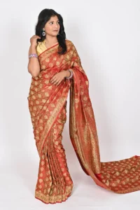 Red katan silk handloom Banarasi Saree