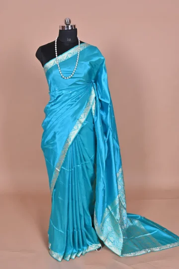 Sky Blue katan silk handwoven Banarasi saree