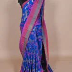 Blue Colour Dupioni Silk Handloom Banarasi Saree