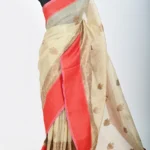 Cream Colour Dupion silk Banarasi saree