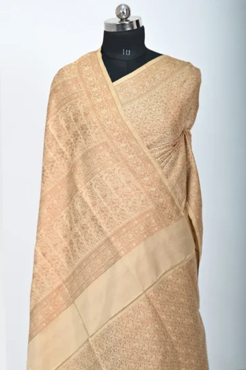 Cream Katan Silk with Resham Tanchoi Banarasi Saree