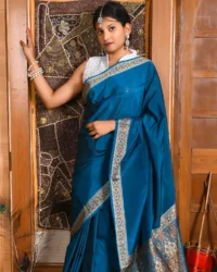 Elegant Ferozi Color Banarasi Handloom Saree