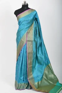 Ferozi Color Katan Silk with Resham Tanchoi Banarasi Saree