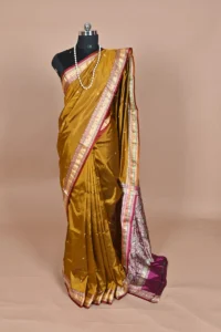 Golden brown Colour Katan Silk Handwoven Banarasi Saree