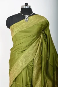 Green katan Silk Handwoven Banarasi Saree