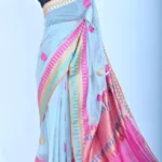 Grey Colour Dupioni Silk Handloom Banarasi Saree