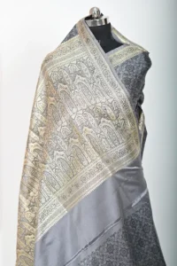 Grey Katan Silk Resham Tanchoi Banarasi Saree