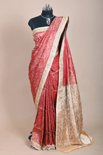 Red Katan Silk with Resham Tanchoi Banarasi Saree