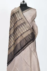 Grey Colour Katan Silk with Resham Tanchoi Banarasi Saree