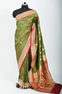 Mehendi green Colour Katan Silk Handwoven Banarasi Saree