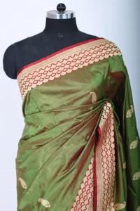 Mehendi green Colour Katan Silk Handwoven Banarasi Saree