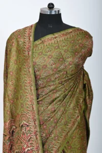 Mehendi green Katan Silk with Resham Tanchoi Banarasi Saree