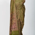 Mehendi green Katan Silk with Resham Tanchoi Banarasi Saree