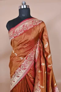 Orange Colour Katan Silk Handwoven Banarasi Saree