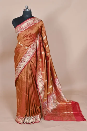 Orange Colour Katan Silk Handwoven Banarasi Saree