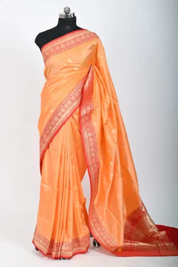 Peach Color Katan silk Handloom Banarasi Saree