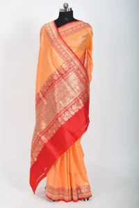 Peach Color Katan silk Handloom Banarasi Saree