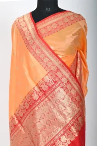 Peach Color Katan silk Handloom Banarasi Saree