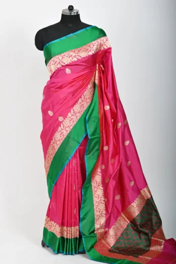 Pink Colour Katan silk Handwoven Banarasi Saree