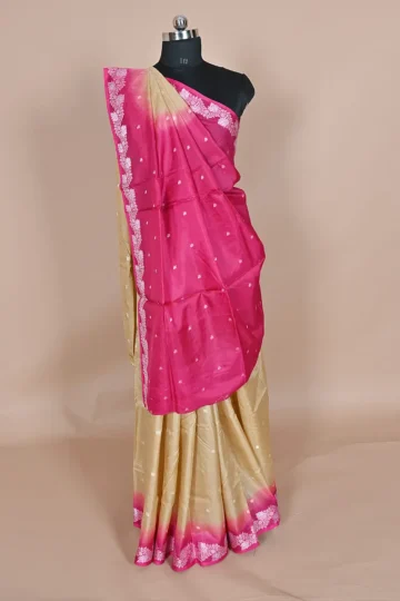 Pink Colour tussar silk Banarasi saree