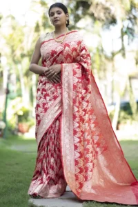 Red Katan Silk Handwoven Banarasi Saree