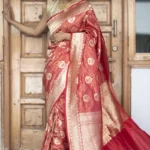 Red Katan Silk Handloom Banarasi Saree