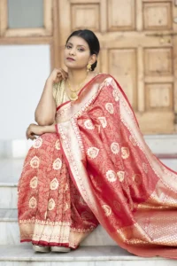 Red Katan Silk Handloom Banarasi Saree