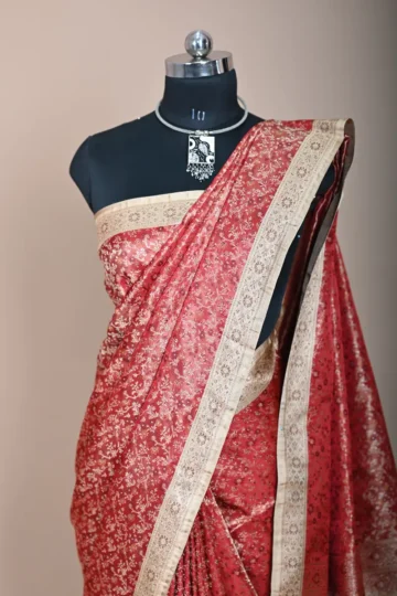 Red Katan Silk with Resham Tanchoi Banarasi Saree