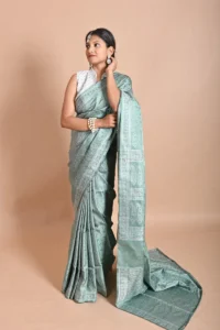 Sea Green katan silk Tanchoi handloom Banarasi saree