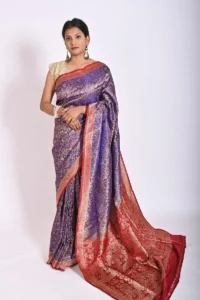 Exclusive Pure Katan Silk Banarasi Saree with Zari Tanchoi and Multi-Color Border