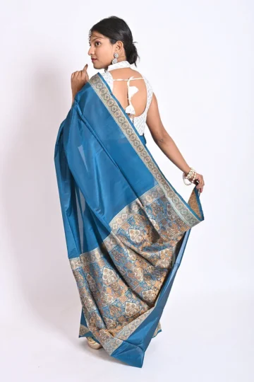 Elegant Ferozi Color Banarasi Handloom Saree