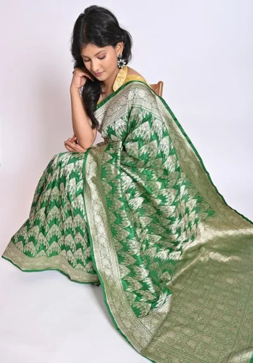 green Katan Silk Banarsi Saree