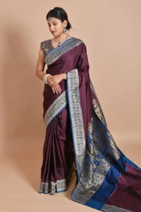 Plain Satin Silk Handloom Banarasi Saree