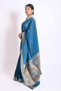 Elegant Ferozi Color Banarasi Handloom Saree