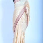 Cream katan silk Handwoven Banarasi Saree