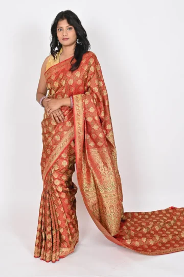 Red katan silk handloom Banarasi Saree