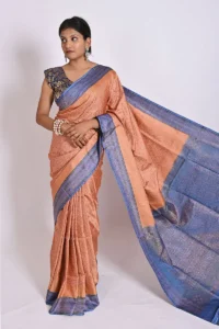 peach Katan Silk with Resham Tanchoi Banarasi Saree