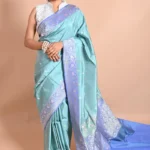 Light Firoze Pure Katan Silk Handwoven Banarasi Saree