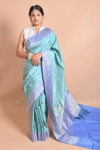 Light Firoze Pure Katan Silk Handwoven Banarasi Saree