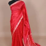 Red katan silk handwoven Banarasi saree