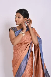 peach Katan Silk with Resham Tanchoi Banarasi Saree