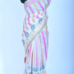 White Dupioni Silk Handloom Banarasi Saree