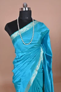 Sky Blue katan silk handwoven Banarasi saree