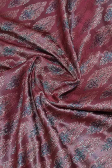 Wine Banarasi Silk Brocade Fabric