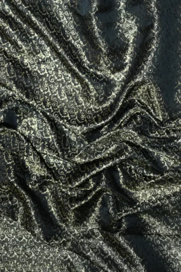 Black Brocade Katan Silk Fabric