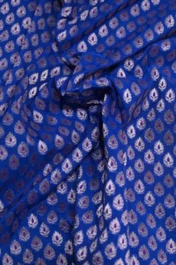 Blue Brocade Katan Silk Fabric