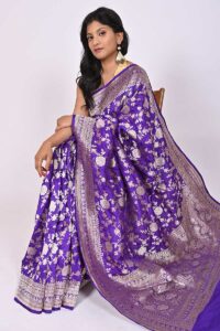 blue uapada katan silk handloom banarasi saree