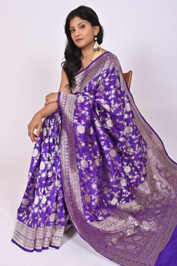 blue uapada katan silk handloom banarasi saree